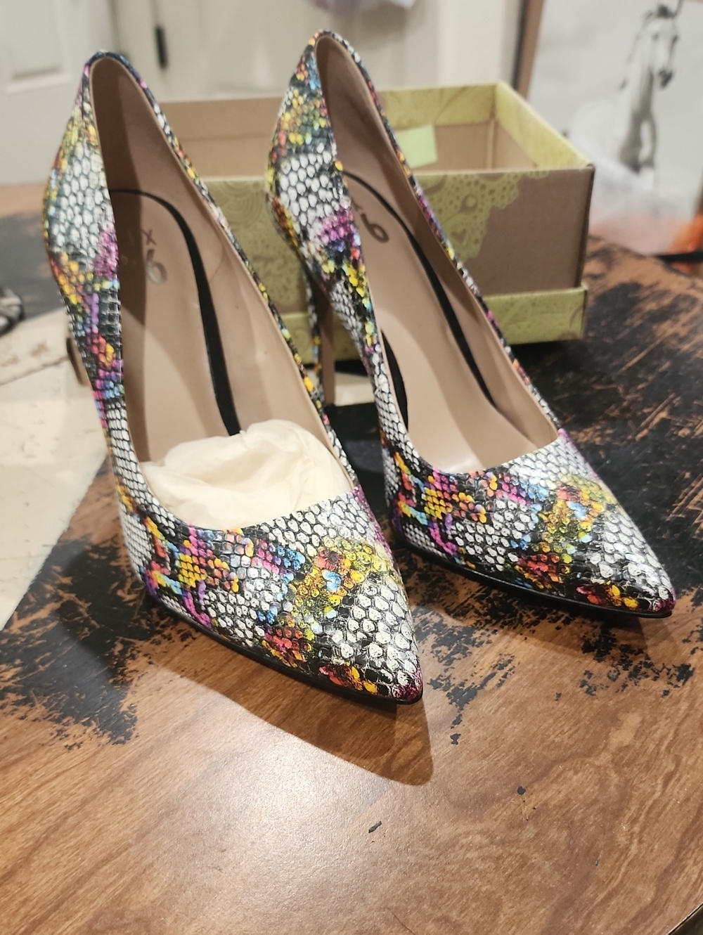 Mix No. 6 Danyah Rainbow Multi Snake Print Heels - Size 10M - NEW
